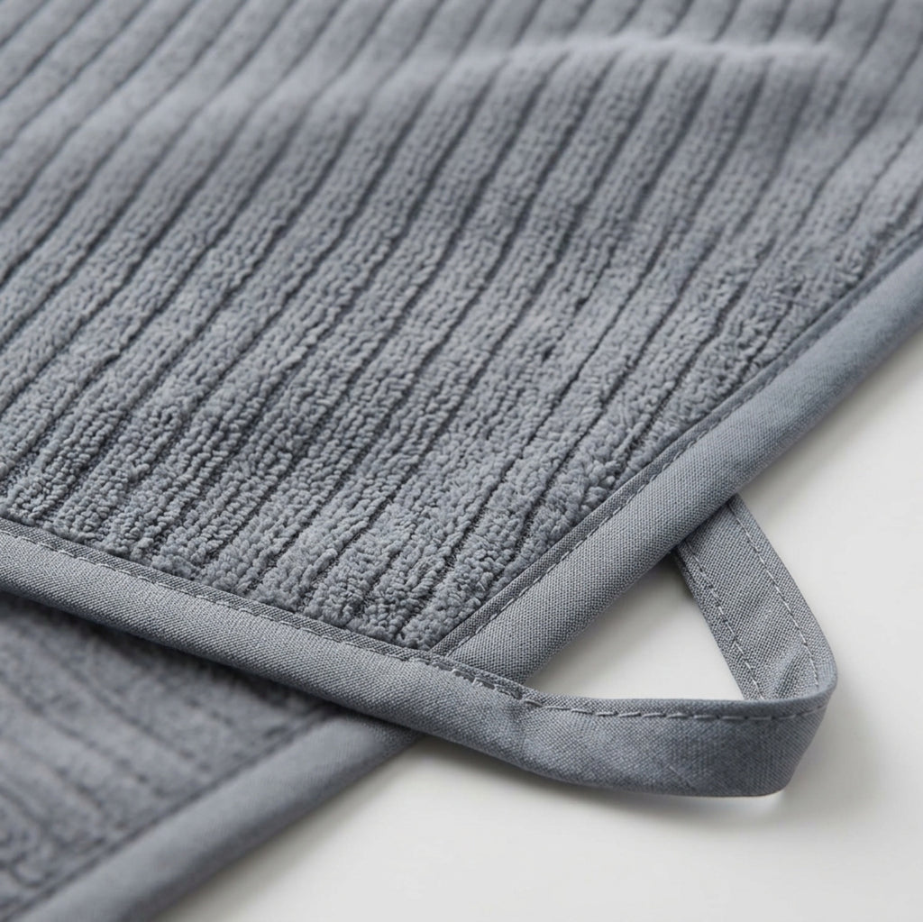Wfkvd Ribbed Microfiber Bath Towel Slate - Detail view